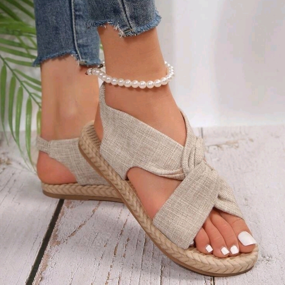 Ladies' Crossed Fabric Strap Lightweight Outdoor Sandals - Picture 2 of 6